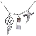 Supernatural Inspired Salt Bottle Protection Charm Necklace Pendant - Stainless Steel Chain