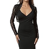 GORAIS Lace Shrug Womens Bolero Jackets for Evening Dresses Long Sleeve Wedding Shrugs for Bride and Bridesmaids