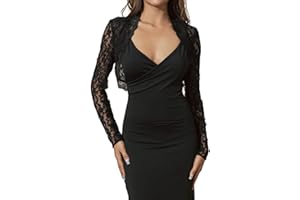 GORAIS Lace Shrug Womens Bolero Jackets for Evening Dresses Long Sleeve Wedding Shrugs for Bride and Bridesmaids