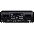 TEAC W-1200B Dual Cassette Deck with Recorder with USB Pitch Control Karaoke-Mic-in and Remote