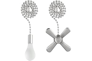 AQUBT Ceiling Fan Pull Chain Extender with Decorative Frosted Glass Bulb and Fan Cord,12 Inches Fan Pull Chain Set for Ceiling Light Lamp Fan Chain (Silver)