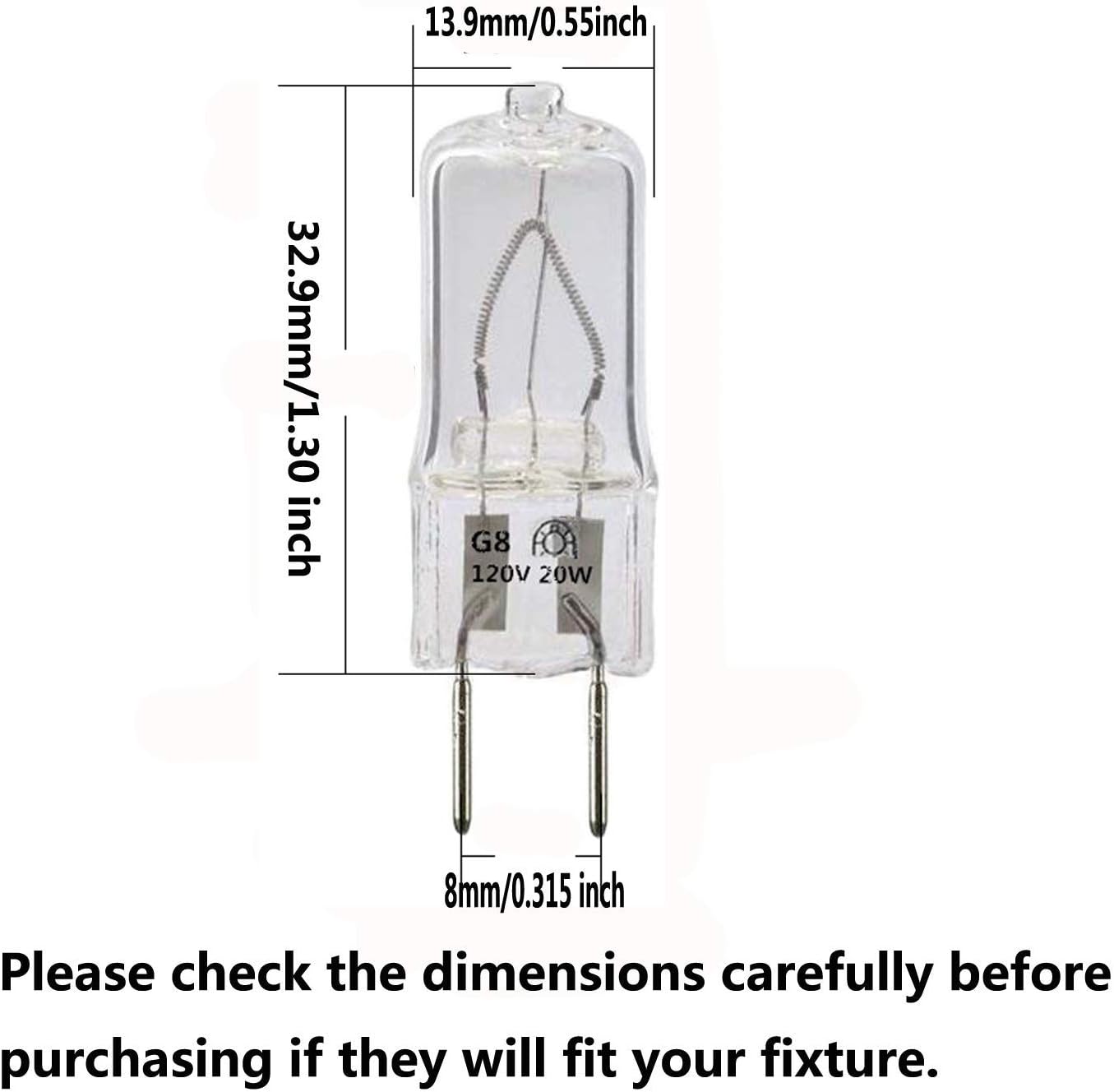 20W Microwave Halogen Light Bulb,WB25X10019 Replacement Bulb for GE Microwave Oven,G8 Bi-Pin Base,120 Volt,4-Pack: Home Improvement