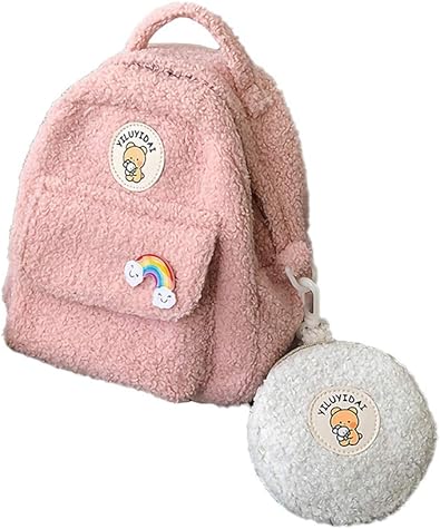 Amazon Co Jp Drbz リュックサック 韓国 コンパクト ふわふわ もこもこ バッグ 小物入れ ガールズ おしゃれ 暖かい かわいい 女の子 中学生 高校生 女子 お出かけバッグ リュック フリース 通勤通学 ピンク シューズ バッグ