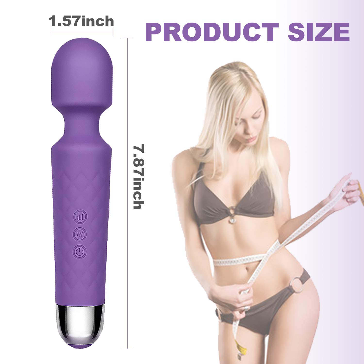 MELO Electric Vibrator Wand Massager, Rechargeable with 28 Powerful Modes Multi-speed Wand, Wireless Adult Sex Toy, Power Vibrator Wand Massager for Couple Women