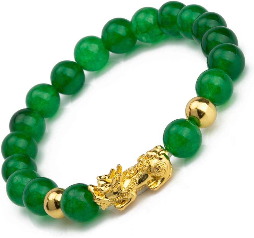 Prime Fengshui Porsperity Feng Shui Bead Bracelet with Gold Plated Pi Xiu/Pi Yao Attract Wealth and Good Luck