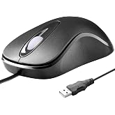 Mofkirg Classic Wired Office Mouse Ergonomic USB Optical 3-Button 1000 DPI Comfortable Durable for Windows Mac Laptop Desktop Black (1)