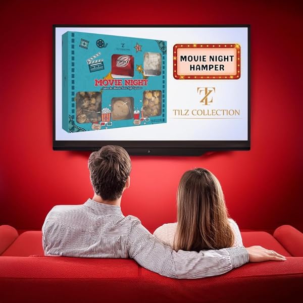 MOVIE NIGHT HAMPER SNACK BOX, MOVIE NIGHT SNACKS, KIDS SWEETS SWEETS GIFT BOX WITH CHOCOLATES, HOT CHOCOLATE, MINI MARSHMALLOWS, CHOCOLATE & CARAMEL POPCORN, BUTTER BISCUITS, GIFTS FOR HER |WOMEN |HIM