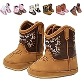 Yibubu Baby Cowboy Boots for Boys & Girls Embroidery Western Baby Cowgirl Boots Infant Sequin Leather Baby Cowboy Boots Round Toe Ankle High Hook and Loop Shoes Slip-resistant Sole infant First Walker Newborn Soft Sole Flat Shoes