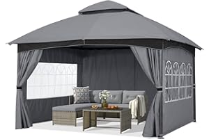 ABCCANOPY Gazebos for Patio, Outdoor Gazebo Canopy with Church Window Panel Walls (8x8, Dark Gray)
