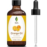 SVA Orange Essential Oil – 4 Fl Oz – 100% Natural Orange Oil - for Diffuser, Hair Care, Face, Skin Care, Aromatherapy, Scalp