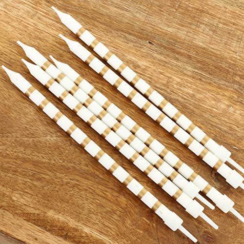 Andaz Press Birthday Candles Gold Striped, Includes Candle Holders, 24-Pack Long Unscented Candles, Modern Elegant Tall Cake Candles for Everyday Party Celebrations - Thumbnail 2