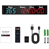 LUCKY TIME Digital 999 Days Countdown Count Up Timer Clock with RGB Color | LED Large Display, Auto Date Calculator, Direct Days Input for Christmas New Year Wedding Retirement Event, Wall Mount