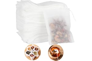 Tea Bags for Loose Tea, 300 Pcs Empty Tea Bags, Disposable Drawstring Tea Filter Bags for Boose Tea and Coffee (White 3.54 x 