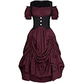 SCARLET DARKNESS Renaissance Costume Women Steampunk Corset Dress Medieval Ren Faire Dress
