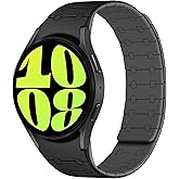 Amizee No Gap Bands Compatible with Samsung Galaxy Watch 7 6 5 4 FE Band 40mm 44mm/Watch 6 Classic 43mm 47mm/Watch 5 Pro 45mm/Watch 4 Classic, 20mm Magnetic Silicone Strap for Women Men, Black/Gray