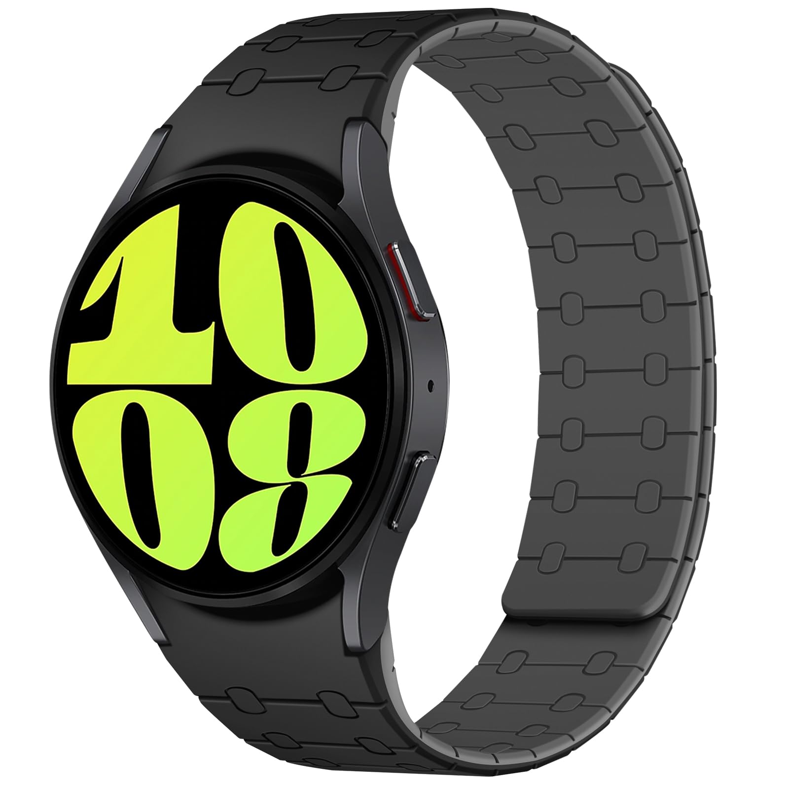 Photo 1 of Amizee No Gap Bands Compatible with Samsung Galaxy Watch 7 6 5 4 FE Band 40mm 44mm/Watch 6 Classic 43mm 47mm/Watch 5 Pro 45mm/Watch 4 Classic, 20mm Magnetic Silicone Strap for Women Men, Black/Gray