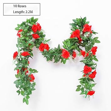 Amazon Com Glq Simulation Rose Vine Wall Hanging Fake Flower