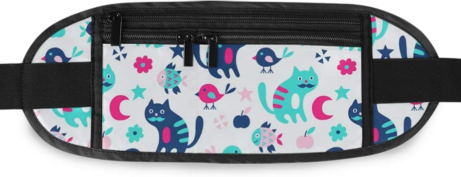 Amazon ウエストポーチ メンズ レディース 人気 キュート 猫柄 ピンクの猫 青い猫 グリーンの猫 安い 旅行 アウトドア ランニング ポーチ おしゃれ かわいい 流行り Haydna ランニングポーチ