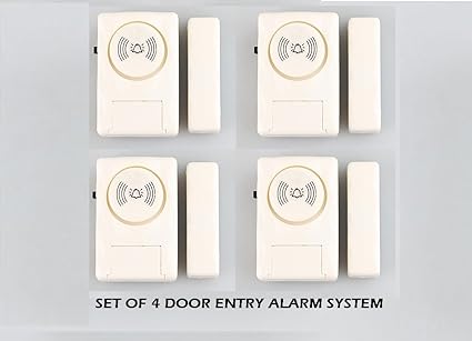 Jenix Wireless Door Window Open Alert Alarm Home Security System Siren - Set of 4 Nos Sensors JXDMA06