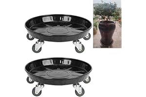 SIAMO Plant Caddies with Wheels Rolling Large Metal Heavy Duty Plant Stand with Wheels Moveable Planter Saucer Pot Mover Plant Dolly for Indoor Outdoor Use 16inches 2 Pcs Black