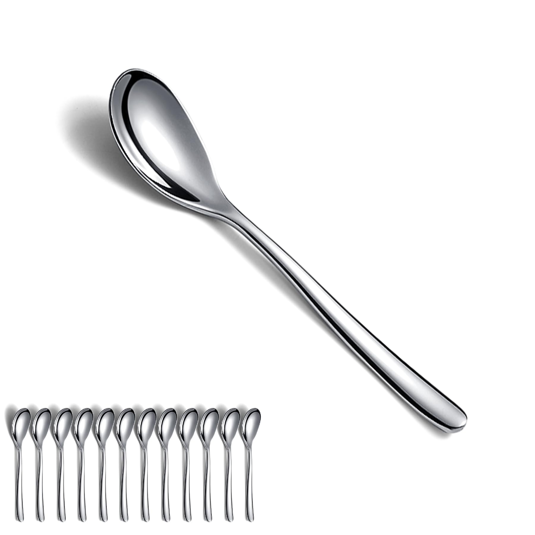 Kyraton Teaspoons 12 Pieces, 14cm Stainless Steel Tea Spoons, Ice Cream Spoons, Dessert Spoon, Coffee Spoon, Mocca, Dishwasher Safe — image 1