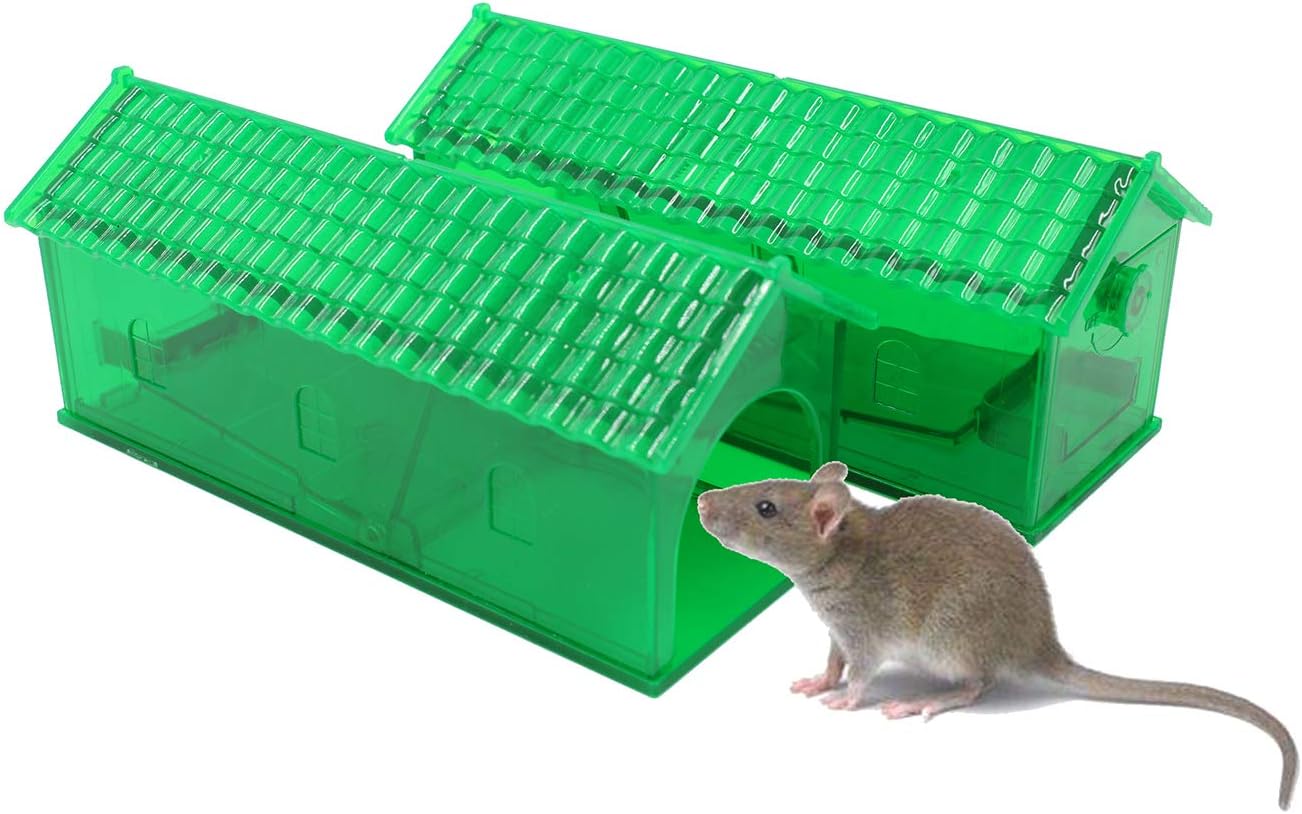 FidSpi Humane Smart Mouse Trap That Work No Kill Mice Catch Cage Control Humane Animal and Small Rodents Live Cage Mouse Catcher for Indoor or Outdoor (2 Pack)