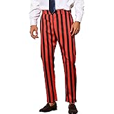 Lars Amadeus Striped Dress Pants for Men's Big & Tall Flat Front Business Trousers