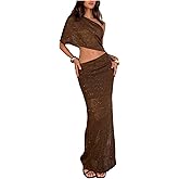 MakeMeChic Women's Glitter Bodycon Maxi Dress Cut Out Asymmetrical Neck Y2K Party Dresses