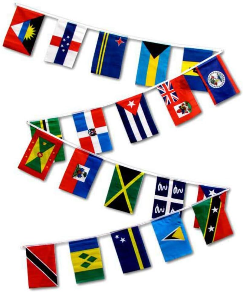 30ft String Flag Set of 20 Caribbean Country Flags Garden & Outdoor