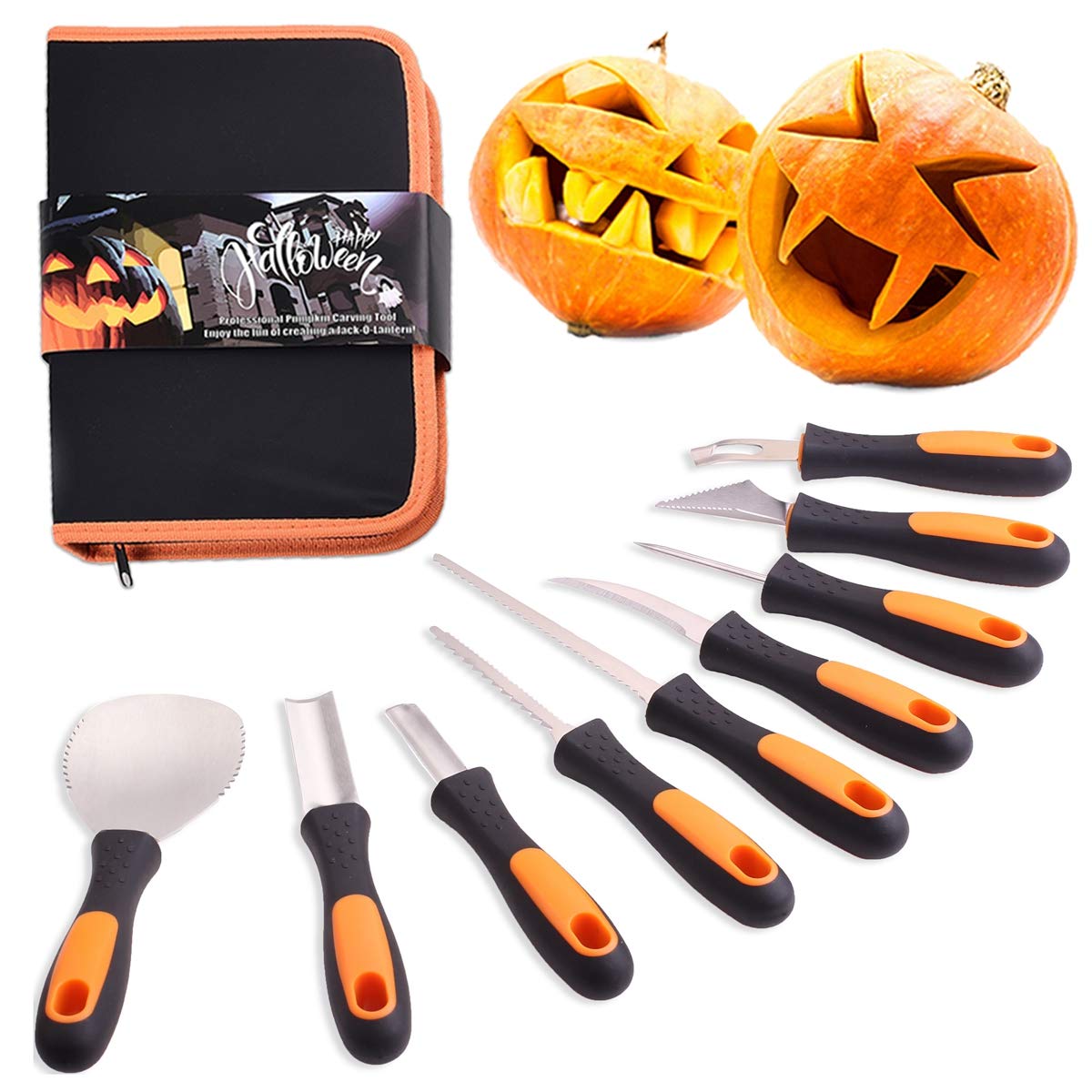 Photo 1 of 7Felicity Professional Halloween Pumpkin Carving Kit, Anti-Slip Rubber Handle, 9 Piece Stainless Steel Pumpkin Carving Tools Knife Set for Halloween DIY Decoration, with Storage Bag and Stencils