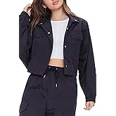 Forever 21 Cropped Raglan-Sleeve Windbreaker BLACK Medium