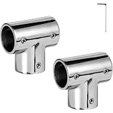 ODYSUNRAL Heavy Duty Boat Handrail Fitting, 3-Way 90 Degree Tee Hardware, 316 Stainless Steel, Pipe Connector for 7/8 or 1 inch Pipe Tubing (2 PCS)