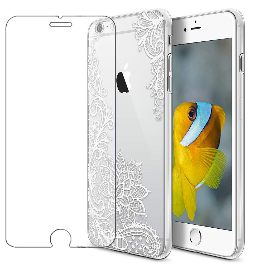 MadBee For iPhone 6S/ 6 Case + Screen Protector, Colorful Pattern Printed Design Clear Soft Flexible TPU Protective Cover Case for iPhone 6S / iPhone 6 4.7" (White 5)