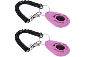 ZhangyiHot 2Pcs Pink Clicker Easy to Use with Button Dog Training Accessories Strong and Long-Lasting,Training and Behavior A