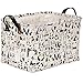 Sea Team Panda Design Canvas Fabric Storage Bin Collapsible Storage Basket Organizers with PU Leather Handles and Drawstring Cover for Kid’s Room, 16.5 by 11.4 by 9.4 inches, Waterproof Inner