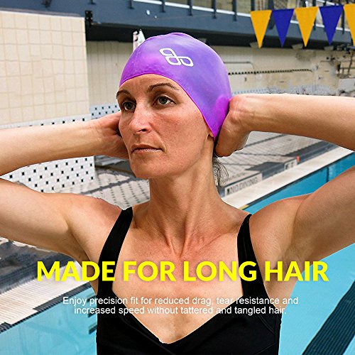 Vitchelo Waterproof Silicone Long Hair Swim Cap That Keep Hair Dry