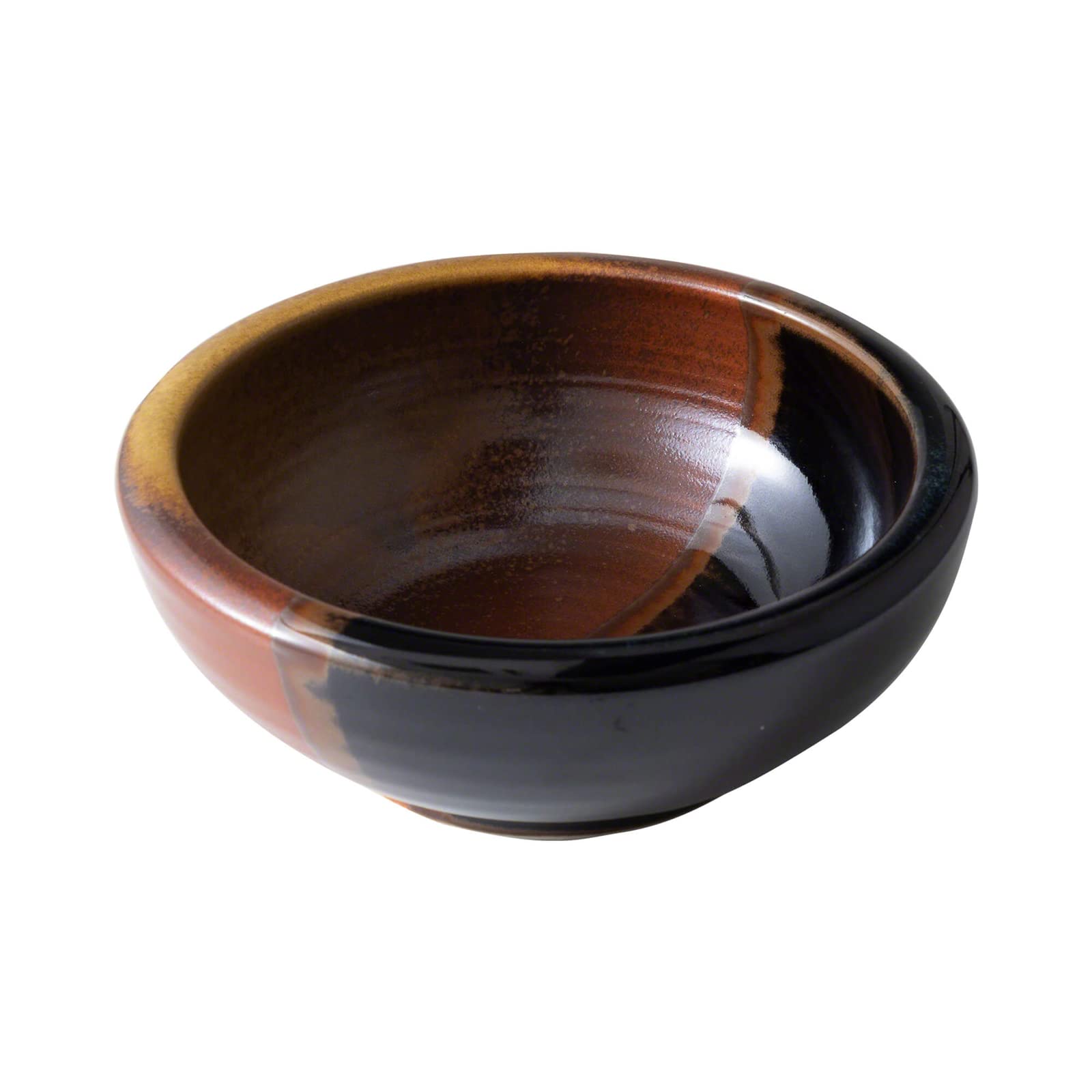 Wazakura Minoyaki Series Small Round Glazed Ikebana Flower Vase Made in Japan, Handpainted Floral Arrangement Pottery Supplies (Black and Brick Red)