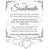 KOLMALK To My Beautiful Soulmate Bracelet For Women, Soulmate Bracelets For Wife From Husband, Gifts For Girlfriend Bracelet, Star Heart Bracelets For Fiance With Heartfelt Message Card