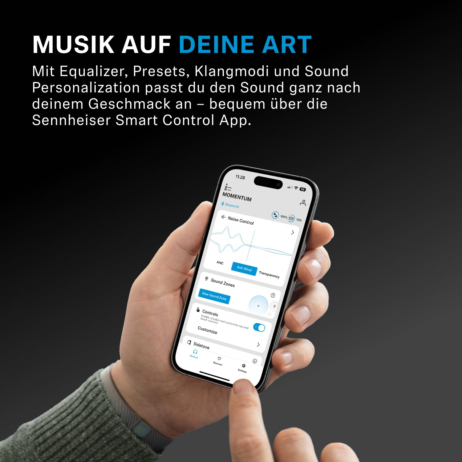 Sennheiser MOMENTUM 4 Wireless Noise Cancelling Headphones – Bluetooth Kopfhörer Headset für kristallklare Anrufe mit adaptiver Geräuschunterdrückung, Over-Ear, 60 h Akku, faltbar, Schwarz/Kupfer 7