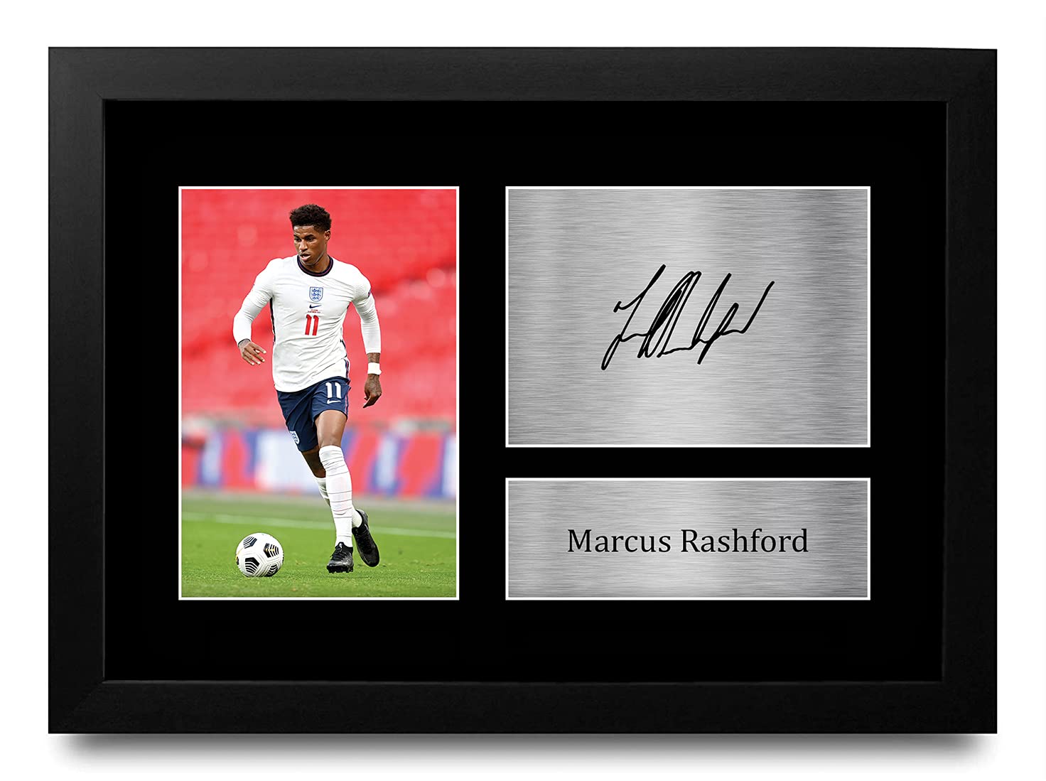 HWC Trading FR A4 Marcus Rashford England Gifts Printed Signed Autograph Picture for Football Fans and Supporters - A4 Framed