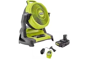 RYOBI ONE+ 18V Cordless 7-1/2 in. Bucket Top Misting Fan Kit with 1.5 Ah Battery and Charger Yellow/Black Medium PCL851K
