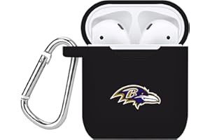 Game Time Baltimore Ravens Silicone Case Cover Compatible with Apple AirPods Generation 1 & 2 Battery Case (Black)