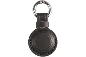 KEEPXYZ Genuine Leather Airtag Holder Suitable for Apple Airtag Keychain Leather, Small Air Tag Holder with Key Rings, Protective Airtag Case Cover Accessories - Black V1.0