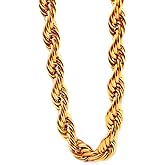 TUOKAY Chunky 11mm Gold Rope Chain Waterproof with Tarnish-resistant 18k Gold Plating for Daily Wear Authentic 80s 90s 00s Style Heavy Hip Hop Rope Chains Perfect for Classic Rapper Old School Rap Gangsta Styling