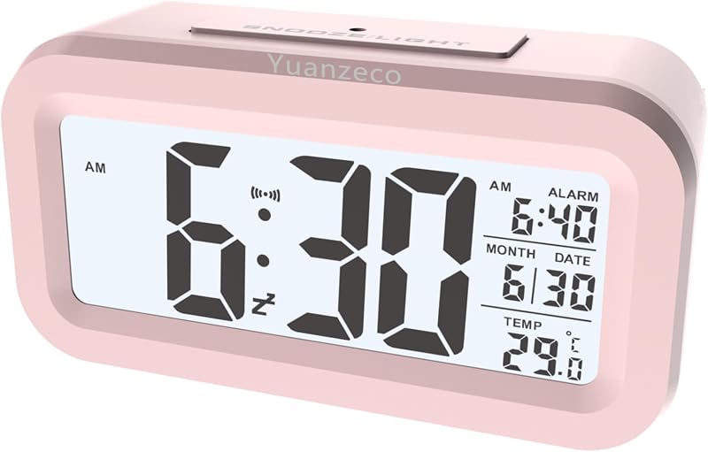 Yuanzeco 4.5 Inch Display Digital Alarm Clock Large Screen Pink Battery Powered