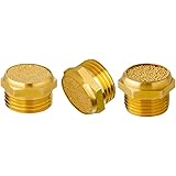 Quickun Pneumatic Muffler Silencer, 1/2” Male Thread Brass Air Exhaust Muffler Sintered Bronze Mufflers (Pack of 3)