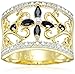 Amazon Collection Yellow Gold-Plated Sterling Silver Sapphire Flower Ring, Size 9