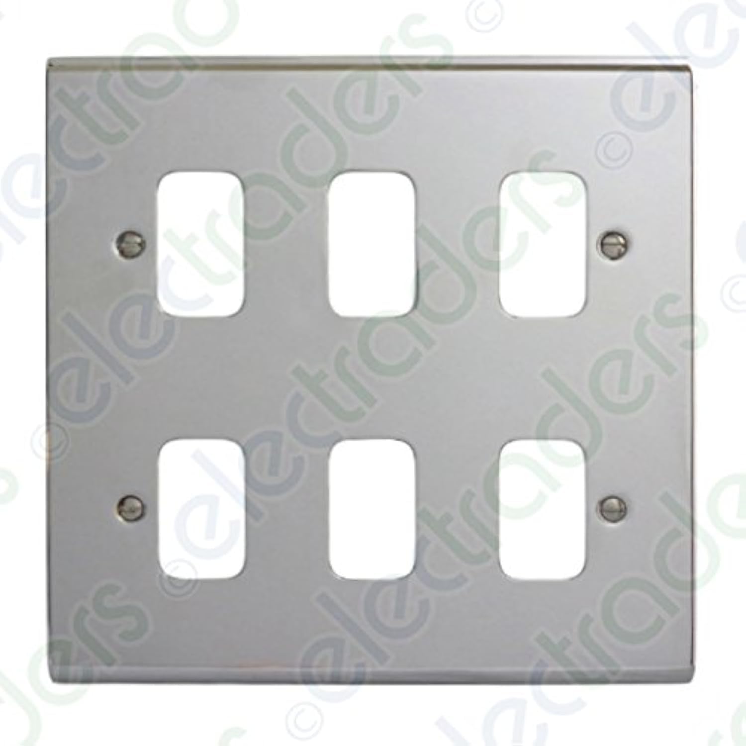 Deta G3425CH 'Slimline Decor' Grid Switch Cover Plate - Polished Chrome 6 Gang