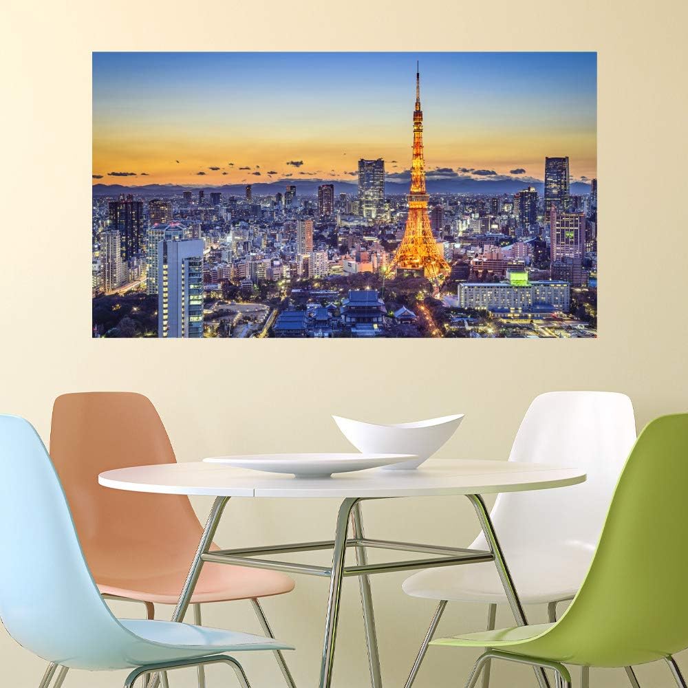 Amazon Mu3アクセント壁紙 東京タワー W1060 H600mm 夜景 トワイライト 日本 鉄塔 写真 ウォールステッカー ポスター ウォールステッカー オンライン通販