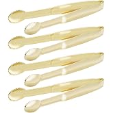 HINMAY Mini Appetizer Tongs 5.75" Stainless Steel Tongs, Set of 4 (Gold) | Small Tongs for Serving, Tea Party, Coffee Bar, De